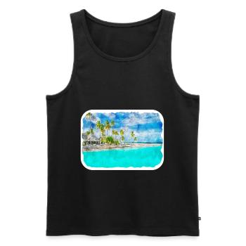 Maldives Watercolor Sketch Hand Drawn Illustration - Men's Premium Organic Tank Top - black - Front - Michal (187cm)