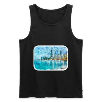 Chicago USA Watercolor Sketch Drawn Illustration - Men's Premium Organic Tank Top - black - Front - Michal (187cm)