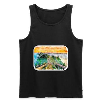 Kalifornien, USA, Aquarell, Skizze, Illustration - Männer Premium Bio Tank Top - Schwarz - Vorne - Michal (187cm)