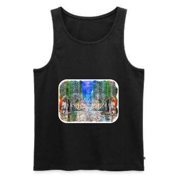 Chicago USA Watercolor Sketch Drawn Illustration - Men's Premium Organic Tank Top - black - Front - Michal (187cm)