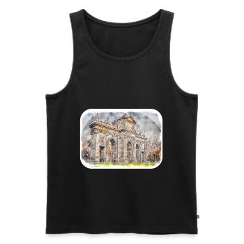 Madrid Spain Watercolor Sketch Painting Drawing - Men's Premium Organic Tank Top - black - Front - AI Model Male 178 light (178cm)