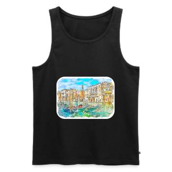Italy Watercolor Sketch Hand Drawn Illustration - Men's Premium Organic Tank Top - black - Front - Michal (187cm)