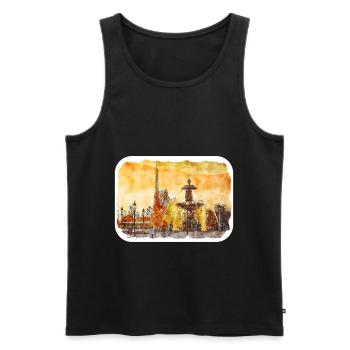 Paris France Watercolor Sketch Painting Drawing - Men's Premium Organic Tank Top - black - Front - Michal (187cm)