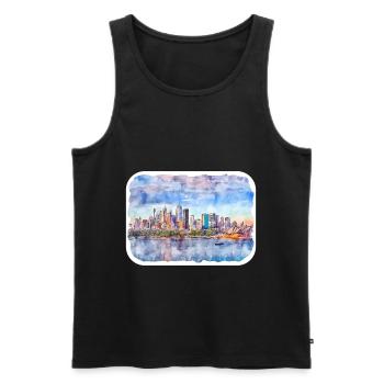 Sydney Australie Aquarelle Esquisse Dessinée Illustrat - Débardeur bio Premium Homme - noir - Devant - AI Model Male 178 light (178cm)