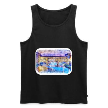 Florence Italy Italy Watercolor Sketch Painting - Men's Premium Organic Tank Top - black - Front - Michal (187cm)