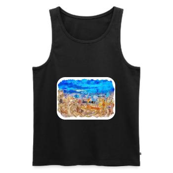 Cartagena Kolumbien Aquarell Skizze Gezeichnet Illustr - Männer Premium Bio Tank Top - Schwarz - Vorne - Michal (187cm)