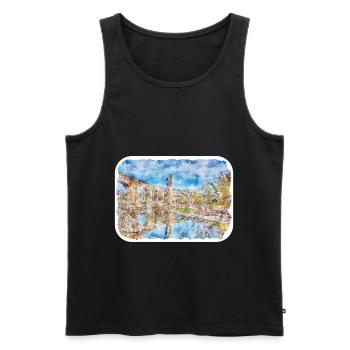 Spain Watercolor Sketch Hand Drawn Illustration - Men's Premium Organic Tank Top - black - Front - AI Model Male 178 light (178cm)