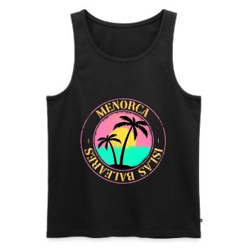 Menorca Sommer Sonne Strand Meer Palmen Party - Männer Premium Bio Tank Top - Schwarz - Vorne - AI Model Male 178 light (178cm)