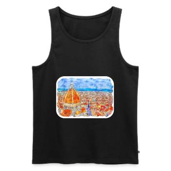 Florence Italie Aquarelle Sketch Illustration - Débardeur bio Premium Homme - noir - Devant - Michal (187cm)