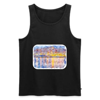 Porto Portugal Watercolor Sketch Drawn Illustratio - Men's Premium Organic Tank Top - black - Front - AI Model Male 178 light (178cm)