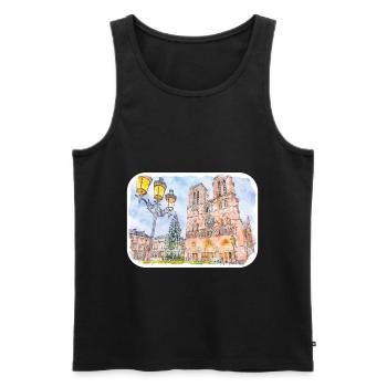Paris France Watercolor Sketch Drawn Painting - Men's Premium Organic Tank Top - black - Front - Michal (187cm)