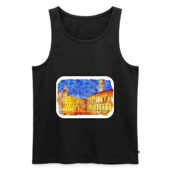 Bologne Italie Aquarelle Esquisse Dessinée Illustration - Débardeur bio Premium Homme - noir - Devant - Michal (187cm)