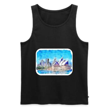 Sydney Australie Aquarelle Esquisse Dessinée Illustrat - Débardeur bio Premium Homme - noir - Devant - AI Model Male 178 light (178cm)