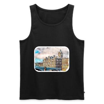 Uk Landmark Watercolor Sketch Painting Illustratio - Men's Premium Organic Tank Top - black - Front - Michal (187cm)