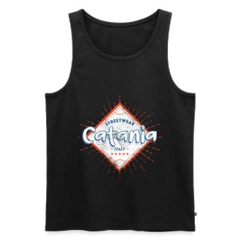 Catane Italie Ville Skyline Accueil Amour Vacances - Débardeur bio Premium Homme - noir - Devant - AI Model Male 178 light (178cm)