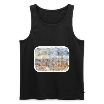 Spain Watercolor Sketch Hand Drawn Illustration - Men's Premium Organic Tank Top - black - Front - AI Model Male 178 light (178cm)