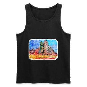 Prag Tschechien Aquarell Skizze Zeichnung - Männer Premium Bio Tank Top - Schwarz - Vorne - Michal (187cm)