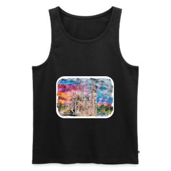 Edinburgh Schottland UK Aquarell Skizze gezeichnet Schmerz - Männer Premium Bio Tank Top - Schwarz - Vorne - Michal (187cm)