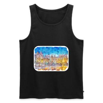 Bruges Belgium Watercolor Sketch Drawn Illustratio - Men's Premium Organic Tank Top - black - Front - AI Model Male 178 light (178cm)