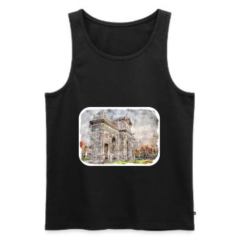 Madrid Espagne Aquarelle Esquisse Dessinée Peinture - Débardeur bio Premium Homme - noir - Devant - AI Model Male 178 light (178cm)