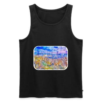 Spain Watercolor Sketch Hand Drawn Illustration - Men's Premium Organic Tank Top - black - Front - AI Model Male 178 light (178cm)
