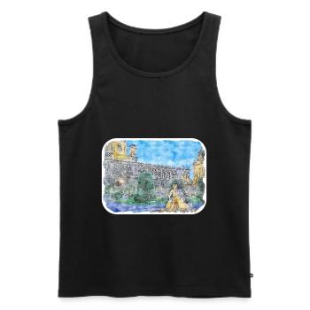 Vienna Austria Watercolor Sketch Painting - Men's Premium Organic Tank Top - black - Front - AI Model Male 178 light (178cm)