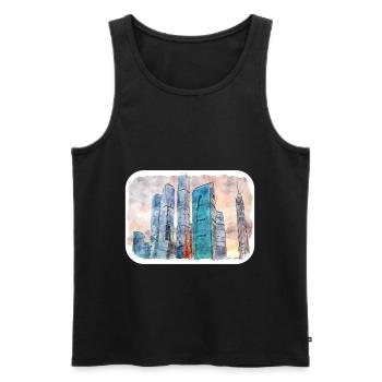 Moscou Russie Aquarelle Sketch Illustration - Débardeur bio Premium Homme - noir - Devant - Michal (187cm)