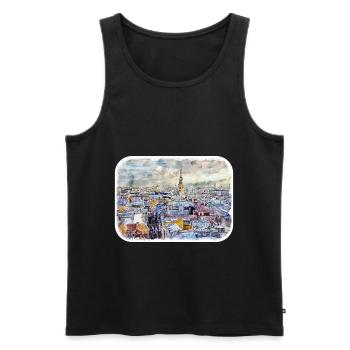 Copenhague Danemark Aquarelle Sketch Illustration - Débardeur bio Premium Homme - noir - Devant - Michal (187cm)