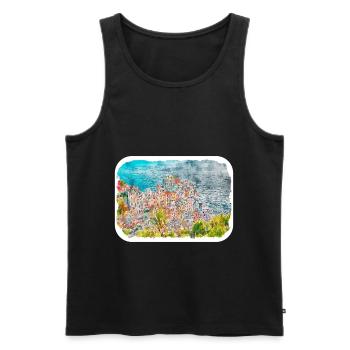 Italy Watercolor Sketch Hand Drawn Illustration - Men's Premium Organic Tank Top - black - Front - Michal (187cm)
