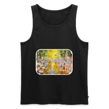 Amsterdam Netherlands Watercolor Sketch Drawing - Men's Premium Organic Tank Top - black - Front - Michal (187cm)