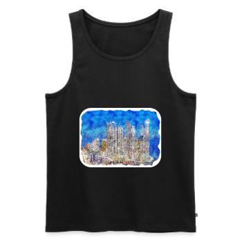 Busan South Korea Watercolor Sketch Illustration - Men's Premium Organic Tank Top - black - Front - Michal (187cm)