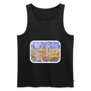 Busan South Korea Watercolor Sketch - Men's Premium Organic Tank Top - black - Front - Michal (187cm)