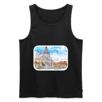 Italy Watercolor Sketch Hand Drawn Illustration - Men's Premium Organic Tank Top - black - Front - Michal (187cm)