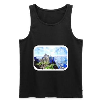 Irlande Royaume-Uni Aquarelle Esquisse Dessinée à la main Peinture - Débardeur bio Premium Homme - noir - Devant - Michal (187cm)