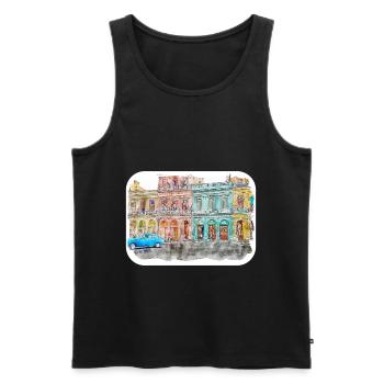 Habana Kuba Aquarell Skizze Gezeichnete Illustration - Männer Premium Bio Tank Top - Schwarz - Vorne - Michal (187cm)