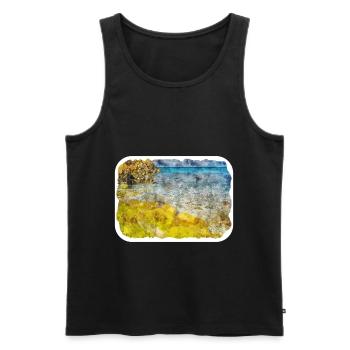 Malta Landmark Watercolor Sketch Paint Illustratio - Men's Premium Organic Tank Top - black - Front - AI Model Male 178 light (178cm)