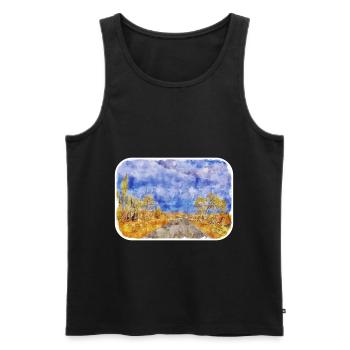Australie Aquarelle Esquisse Dessinée à la Main Peinture - Débardeur bio Premium Homme - noir - Devant - Michal (187cm)