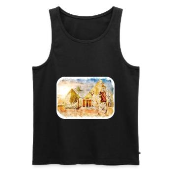 Le Caire Egypte Aquarelle Esquisse Dessinée Illustration - Débardeur bio Premium Homme - noir - Devant - Michal (187cm)