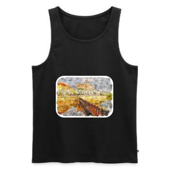 Prag Tschechien Aquarell Skizze Zeichnung - Männer Premium Bio Tank Top - Schwarz - Vorne - Michal (187cm)