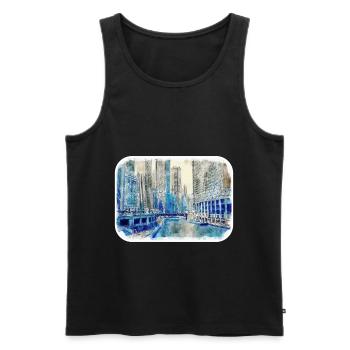Chicago USA Watercolor Sketch Drawn Illustration - Men's Premium Organic Tank Top - black - Front - Michal (187cm)