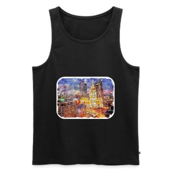 Moscou Russie Aquarelle Sketch Illustration - Débardeur bio Premium Homme - noir - Devant - Michal (187cm)