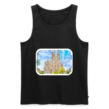 Spain Watercolor Sketch Hand Drawn Illustration - Men's Premium Organic Tank Top - black - Front - AI Model Male 178 light (178cm)