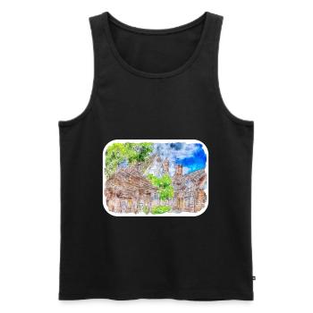 England UK Watercolor Sketch Drawn Illustration - Men's Premium Organic Tank Top - black - Front - Michal (187cm)