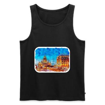 Saint-Pétersbourg Russie Aquarelle Esquisse Dessinée Illus - Débardeur bio Premium Homme - noir - Devant - Michal (187cm)
