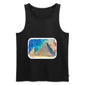 Cairo Egypt Watercolor Sketch Drawn Illustration - Men's Premium Organic Tank Top - black - Front - Michal (187cm)