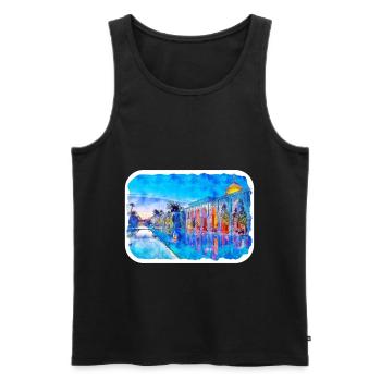 Marrakesch Marokko Aquarell Skizze Zeichnung Zeichnung - Männer Premium Bio Tank Top - Schwarz - Vorne - Michal (187cm)