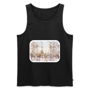 Paris France Watercolor Sketch Draw Drawing - Men's Premium Organic Tank Top - black - Front - Michal (187cm)