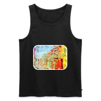 Cartagena Kolumbien Aquarell Skizze Gezeichnet Illustr - Männer Premium Bio Tank Top - Schwarz - Vorne - Michal (187cm)
