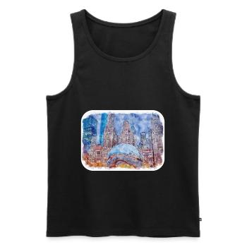 Chicago USA Watercolor Sketch Drawn Illustration - Men's Premium Organic Tank Top - black - Front - Michal (187cm)