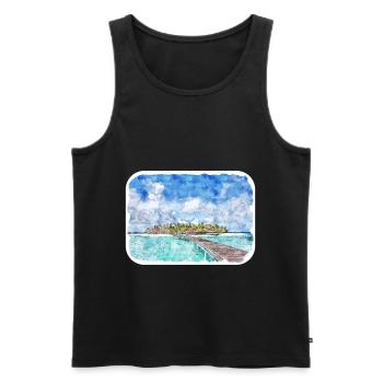 Maldives Watercolor Sketch Hand Drawn Illustration - Men's Premium Organic Tank Top - black - Front - Michal (187cm)